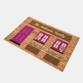 ブリックハウスウィズピンクドアカスタム文字 ドアマット (アングル)