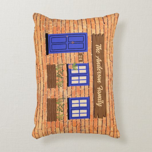 ブリックハウスウィズブルードアカスタム文字 アクセントクッション (正面(垂直))