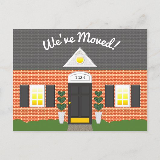 ブリックハウスファサード新しい住所はがき 案内ポストカード (正面)