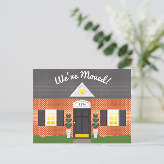 ブリックハウスファサード新しい住所はがき 案内ポストカード (スタンド正面)