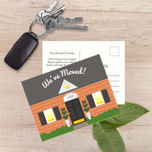 ブリックハウスファサード新しい住所はがき 案内ポストカード