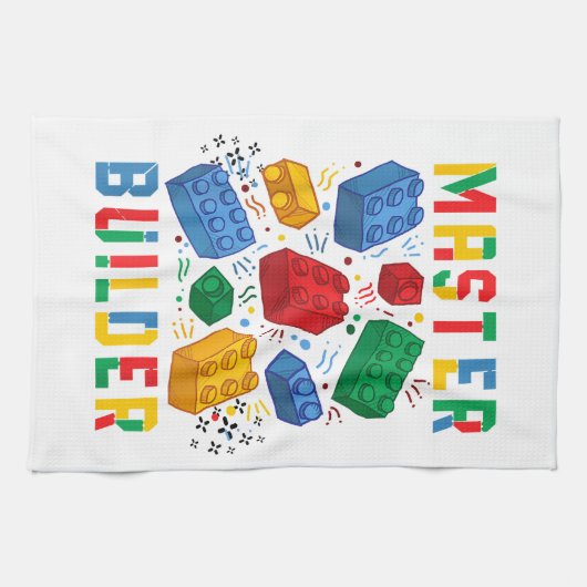 ブリックビルダおもしろいブロック建物マスタービルダ キッチンタオル (横)