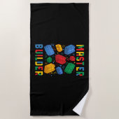 ブリックビルダおもしろいブロック建物マスタービルダ ビーチタオル (正面)