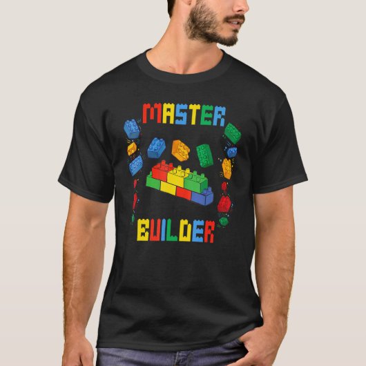 ブリックビルダーブロック建物マスタービルダー玩具 Tシャツ (正面)