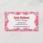 ブリックピンクペイズリーの可愛いラディバグ;フローラ 名刺 (裏面)