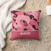 ブリックピンク迷彩柄パーソナライズされた; クッション (ブランケット)
