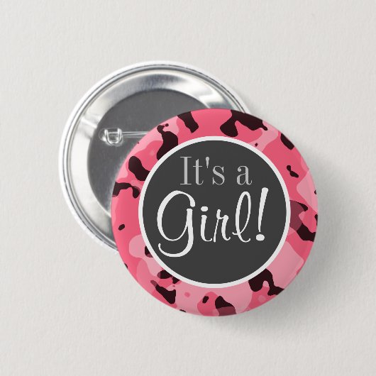 ブリックピンク迷彩柄；カモフラージュ 缶バッジ (正面&裏面)