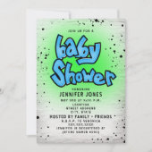 ブリックブルーグリーングラフィティ90sヒップホップベビーシャワー 招待状 (正面)