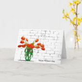 ブリックマザーズの日にオレンジ色のチューリップ カード (黄色い花)