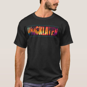 ブリックレイヤジョブタイトルプロフェッショナルサンセットレトロ男性W Tシャツ