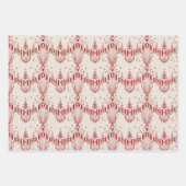 ブリックレッドのオークとエルクのホリデーホテル ラッピングペーパーシート (正面2)