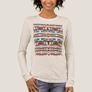 ブリックレッドコーラルターコイズサウスウエストアートインスパイア トライブレンドTシャツ