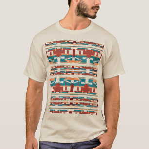ブリックレッドコーラルターコイズサウスウエストルックデザイン Tシャツ