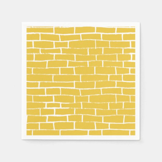 ブリックロード – 黄色と透明 スタンダードカクテルナプキン (正面)
