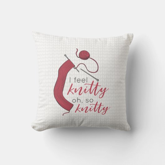 ブリック感じレッド編み物、ああ編み クッション (正面)