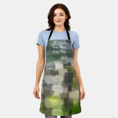 ブリック抽象芸術サマーグリーンエプロン エプロン (着用した状態)