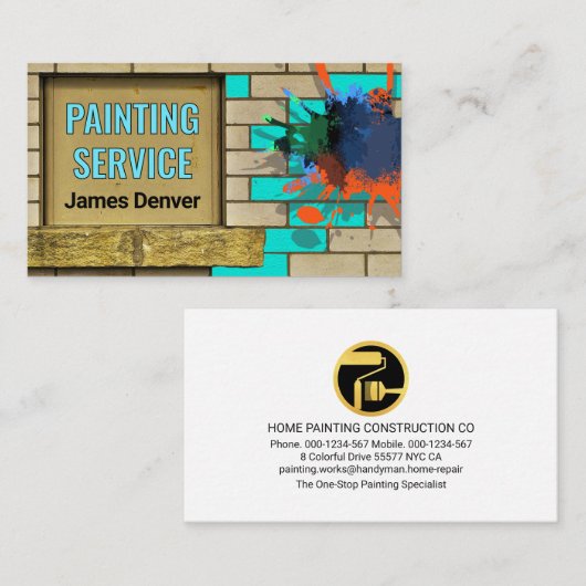 ブリック絵を描壁（ばちゃばちゃ）跳ねる絵を描の 名刺 (正面/裏面)