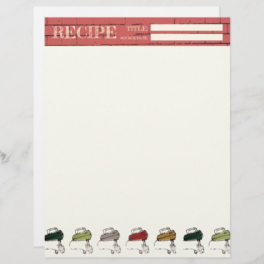 ブリック電気ミキサークックブックレシピレターヘッド (正面/裏面)