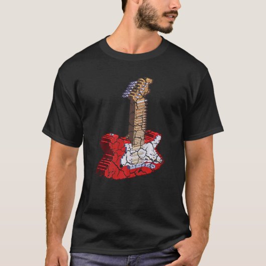 ブリック・ベース・ロック・ギター・ダストレス Tシャツ (正面)