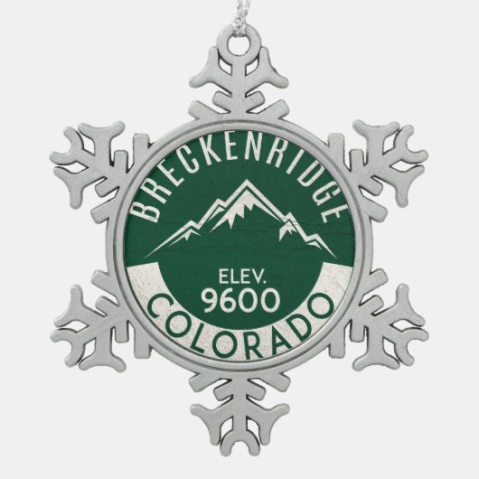 ブリッケンリッジコロラドスキー スノーフレークピューターオーナメント (正面)