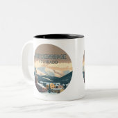 ブリッケンリッジコロラドスノーマウンテンズヴィンテージレトロ ツートーンマグカップ (正面左)