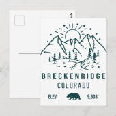 ブリッケンリッジコロラドヴィンテージお土産ミニマリスト ポストカード (正面/裏面)