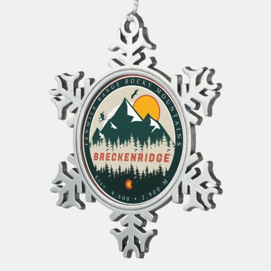 ブリッケンリッジコロラドヴィンテージマウンテンサミナリー スノーフレークピューターオーナメント (右)