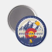 ブリッケンリッジコロラド州旗マウンテンスキー土産 マグネット (正面/裏面)