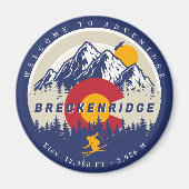 ブリッケンリッジコロラド州旗マウンテンスキー土産 マグネット (正面)