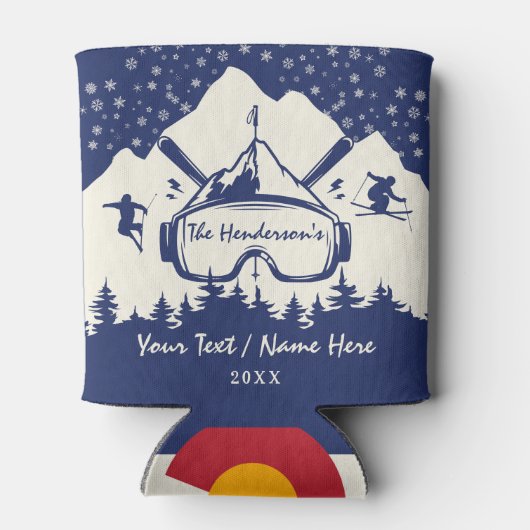 ブリッケンリッジコロラド州旗マウンテンスキー土産 缶クーラー (裏面)