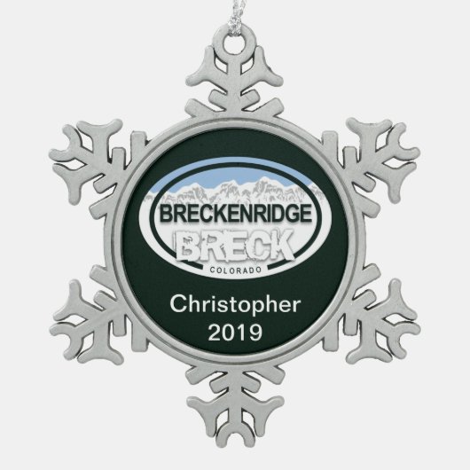 ブリッケンリパーソナライズされたッジコロラドロッキーマウンテン スノーフレークピューターオーナメント (正面)