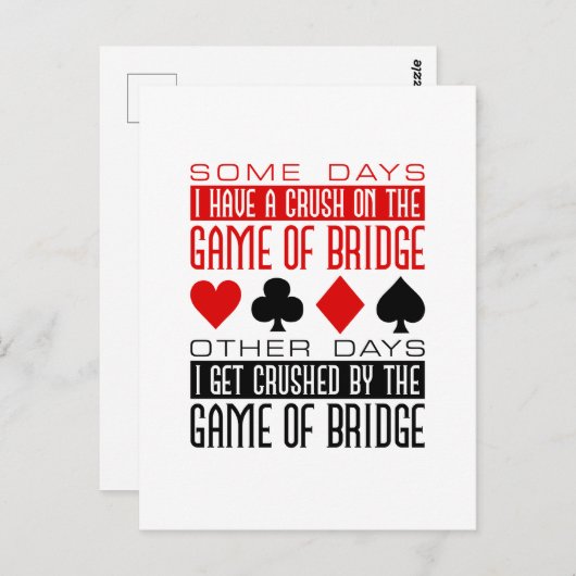 ブリッジおもしろいのブリッジプレーヤークラブ粉砕ゲーム ポストカード (正面/裏面)