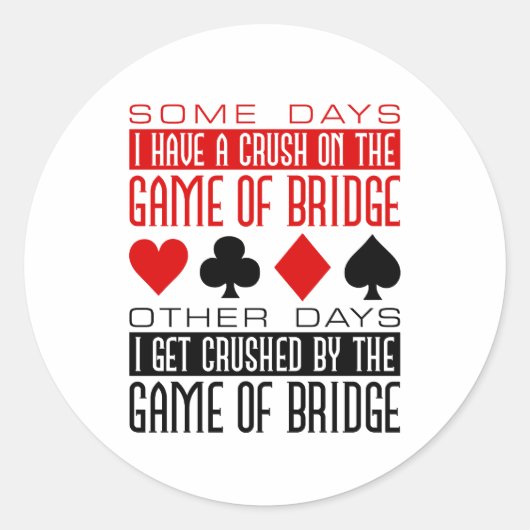 ブリッジおもしろいのブリッジプレーヤークラブ粉砕ゲーム ラウンドシール (正面)