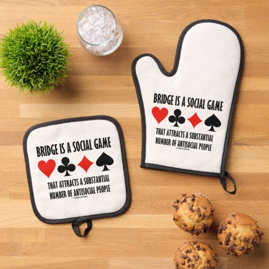 ブリッジは反社会的な人々を引き付ける社会的なゲームである 鍋つかみ&鍋敷きセット (トップダウン)