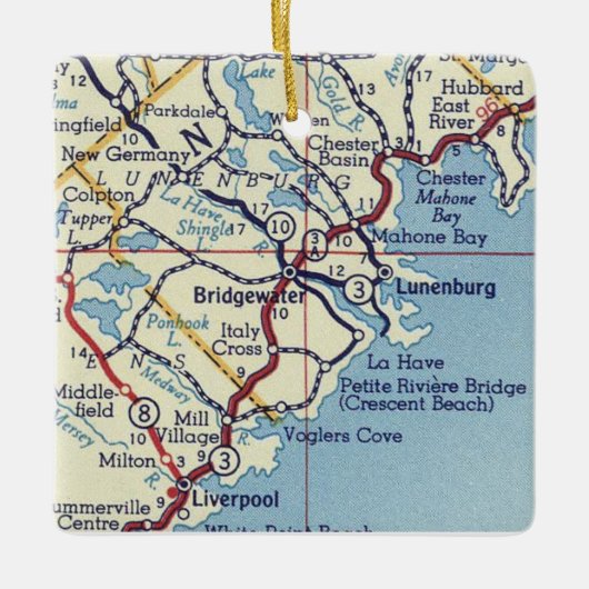 ブリッジウォーターNSヴィンテージマップ セラミックオーナメント (正面)