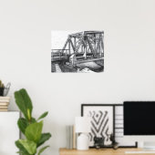 ブリッジオールドペンシルスケッチ ポスター (ホームオフィス)