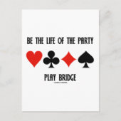 ブリッジカードのスーツ遊のパーティーを生きる インビテーションポストカード (正面)