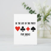 ブリッジカードのスーツ遊のパーティーを生きる インビテーションポストカード (スタンド正面)