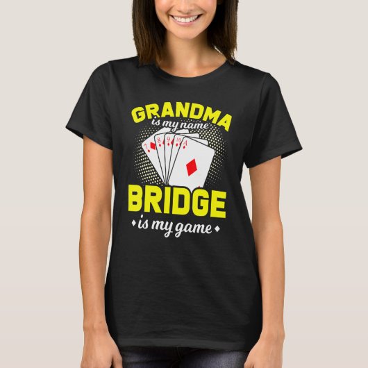 ブリッジカードゲームプレーヤー祖母 Tシャツ (正面)