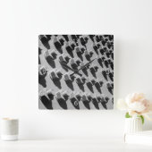 ブリッジナットとボルト スクエア壁時計 (ホーム)