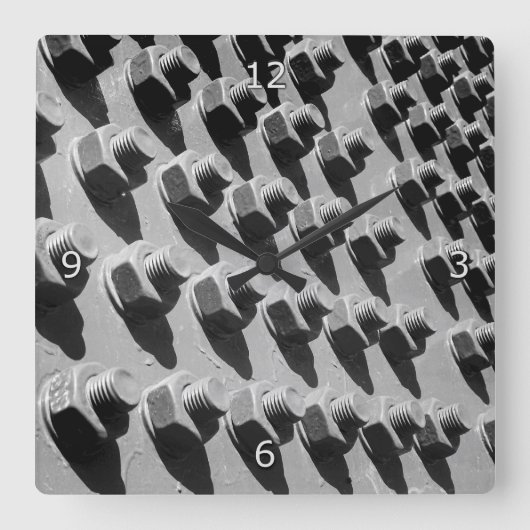 ブリッジナットとボルト スクエア壁時計 (正面)