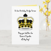 ブリッジパートナー誕生日_クイーンスペード カード (黄色い花)