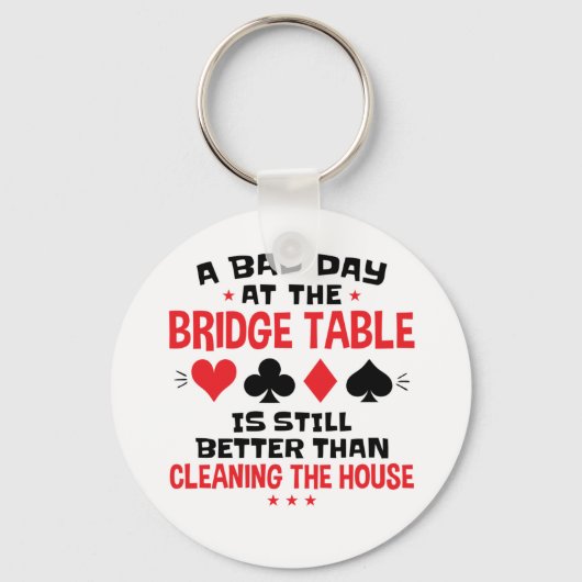ブリッジプレおもしろいーヤー引用文の悪い日At Bridge Table キーホルダー (正面)