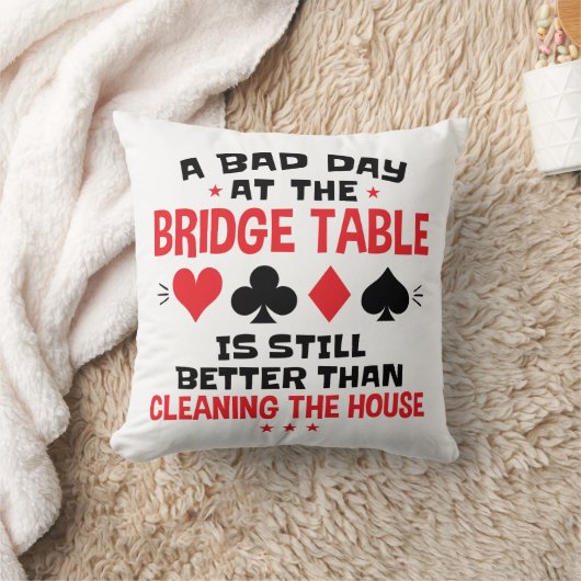 ブリッジプレおもしろいーヤー引用文の悪い日At Bridge Table クッション (ブランケット)