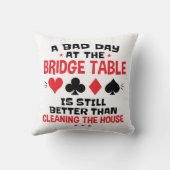 ブリッジプレおもしろいーヤー引用文の悪い日At Bridge Table クッション (裏面)