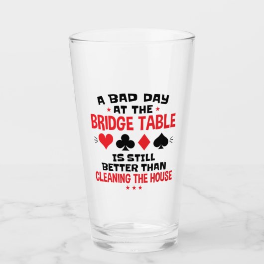 ブリッジプレおもしろいーヤー引用文の悪い日At Bridge Table タンブラーグラス (正面)
