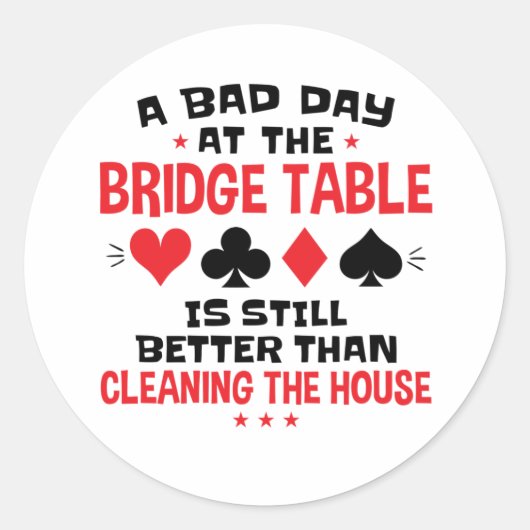 ブリッジプレおもしろいーヤー引用文の悪い日At Bridge Table ラウンドシール (正面)