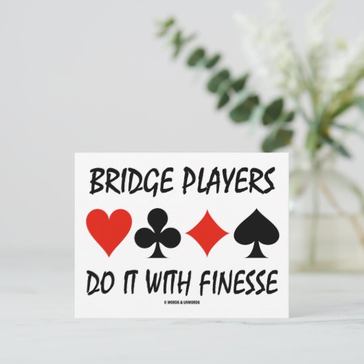 ブリッジプレーヤーが4枚のカードスーツを着てそれを行う 招待状 (スタンド正面)