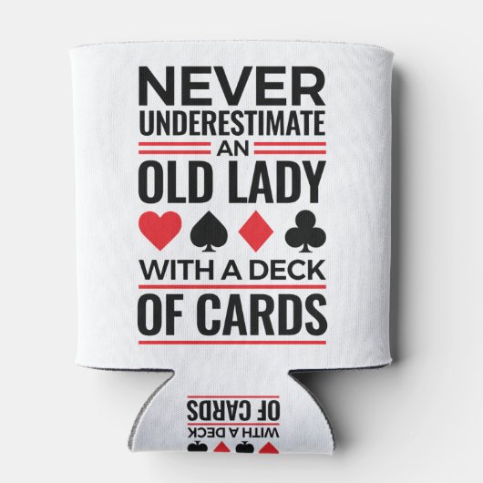 ブリッジプレーヤー決してオールドレディーカードを過小評価しない 缶クーラー (裏面)