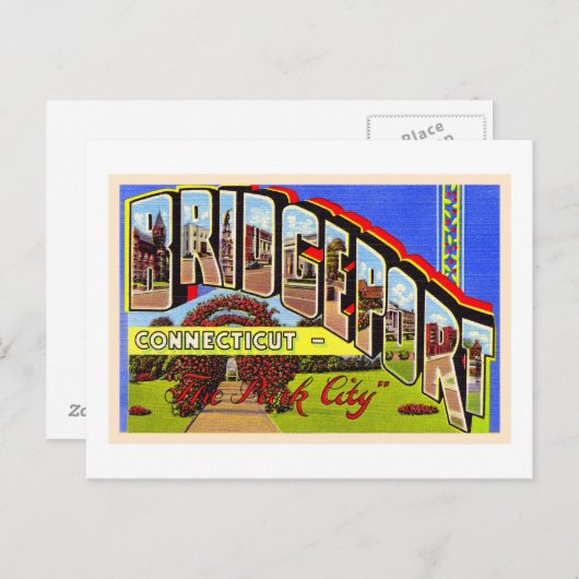 ブリッジポートコネチカットCTラージレター葉書 ポストカード (正面/裏面)